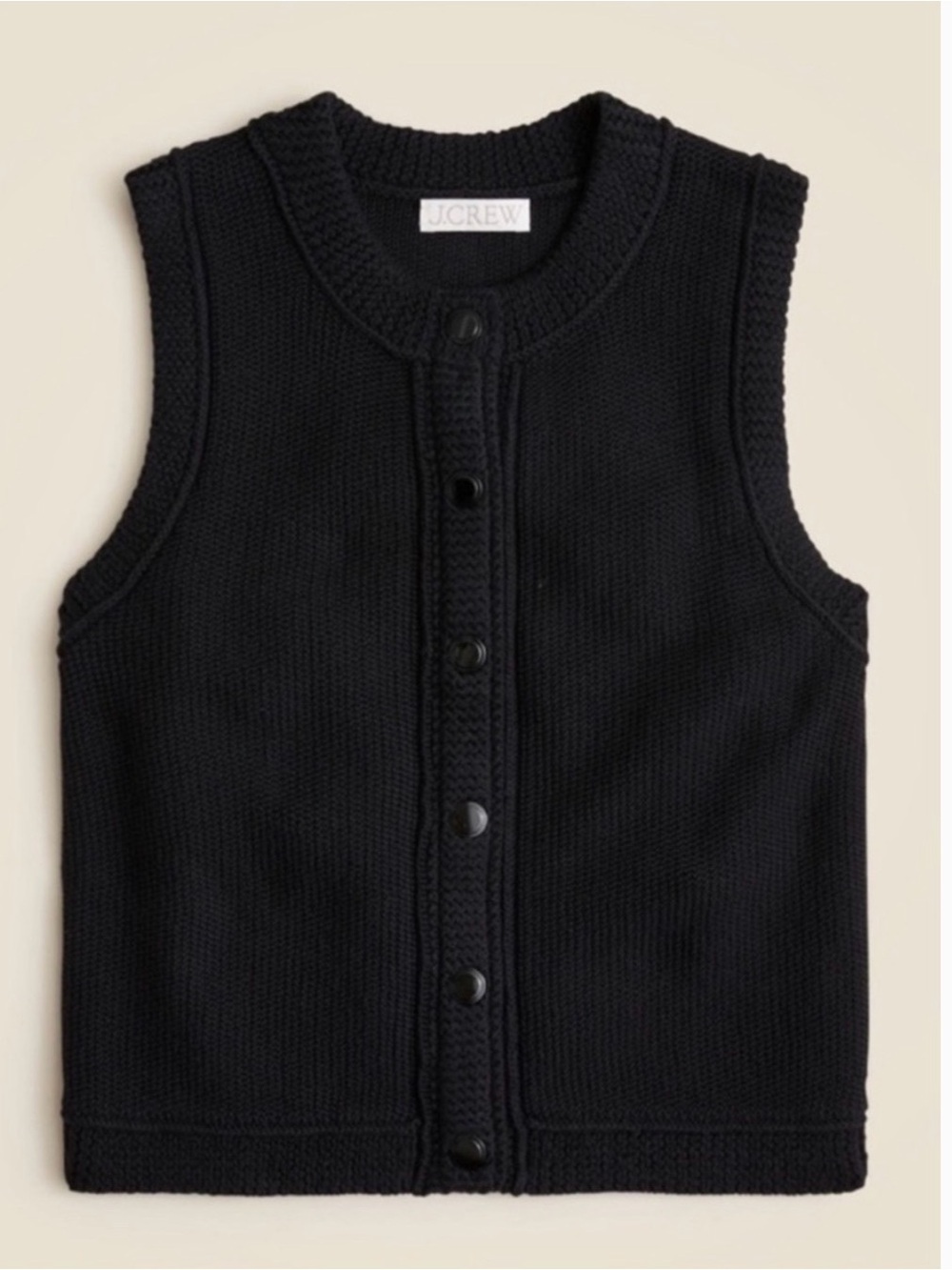 J. Crew black sleeveless button up sweater shell, medium